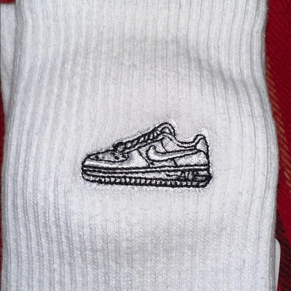 NIKE Airforce 1 Embroidered Patch Everyday Plus White Socks 5-7Y 6-10W 6-8M